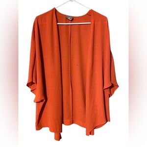 Chicos Open Front Sheer Cardigan Women’s 2/Large Wide Sleeves Orange Lagenlook
